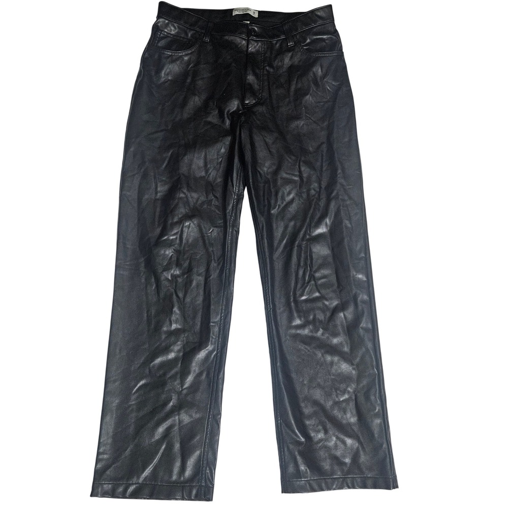 Abercrombie & Fitch Curve Love 90s Relaxed Vegan Leather Jean Blck Ultra High 14